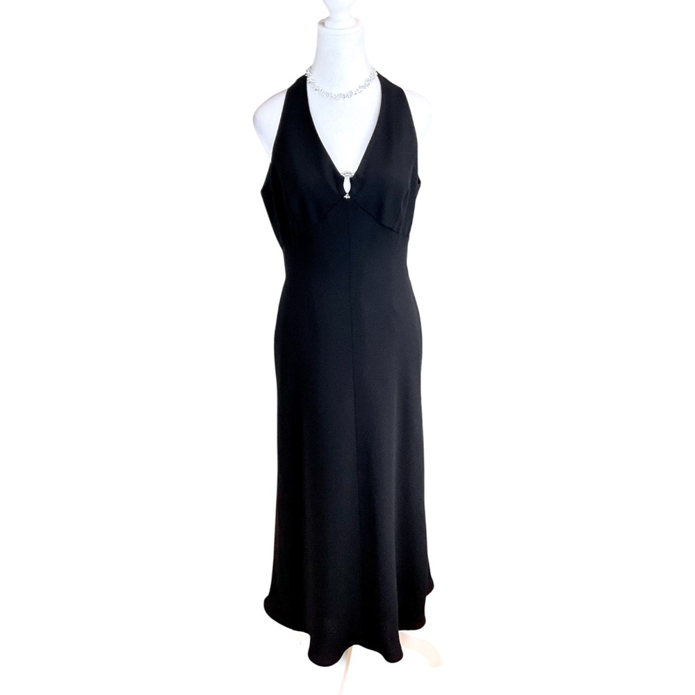 Evan Picone Dress Cocktail Black Front Halter NWT (8)